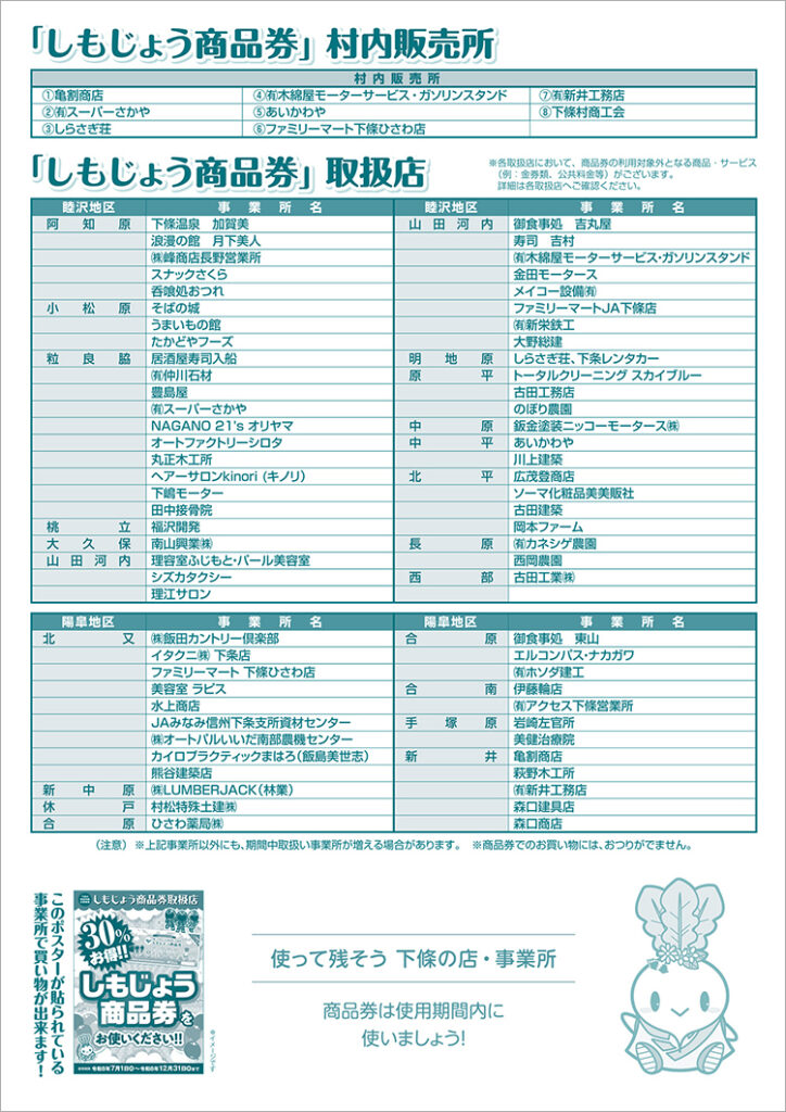 令和8年度しもじょう商品券チラシ